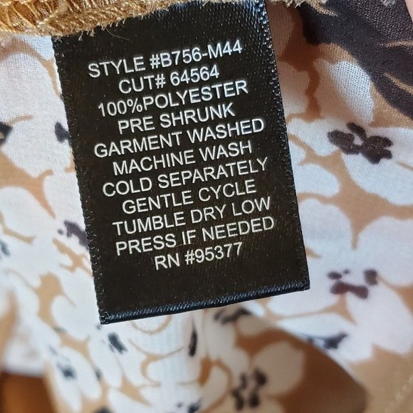 Sanctuary Long Sleeve Neutral Floral Blouse Sheer‎ Sleeves Camel Tan Sz Small - Picture 8 of 8